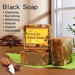 Tratamiento de jabón negro africano para el acné hecho a mano antirebeldes suave manteca de karité hidratante facial baño suave cuidado de la piel