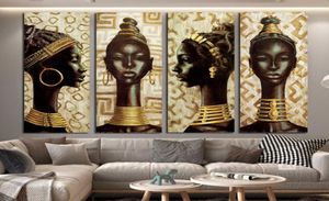 Afrises noires noires et imprimés Toile Peinture Mur d'art Mall Pictures pour le salon Décoration de la maison No Frame6008848