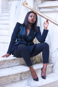 Costumes d'été pour femmes noires africaines, coupe cintrée, Blazer de soirée, bal de promo, tenue tapis rouge, veste Tuxedos, pantalon 306E