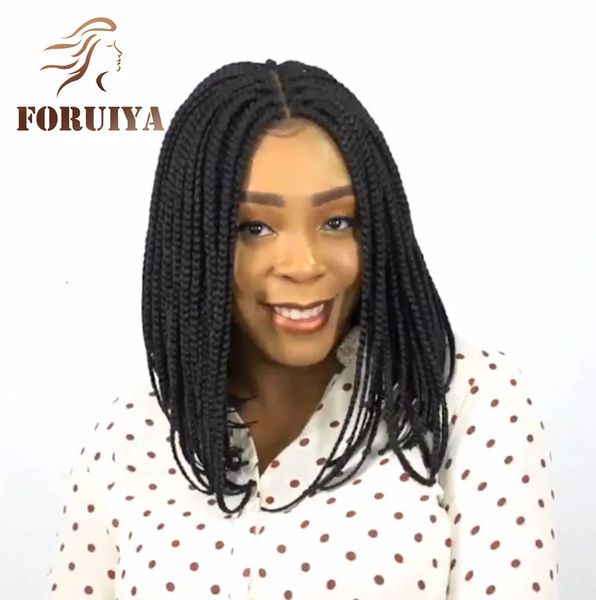 Perruques tressées africaines pour femmes européennes et américaines, cheveux courts, différenciation moyenne, boîte de couverture de tête en Fiber Braid240115