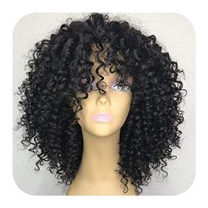 Afrikaanse Braziliaanse Kinky Krullend Pruik Menselijke Afro Volledige Pruiken voor Zwarte Vrouwen Maagd Diepe Golf Kant Front Met Buns Fore 150% Density 14 inch