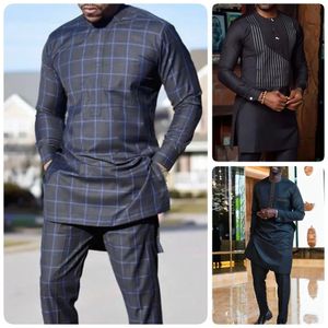 Vêtements africains pour les chemises et pantalons à plaid pour hommes de style dashiki