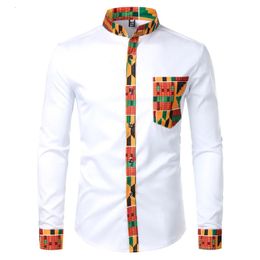Afrikaanse kleding Herenoverhemd Staande hals Digitaal printen Lange mouw Bloemenvest Top 240126