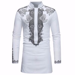 Africain Dashiki chemise hommes 2018 printemps automne nouveau col montant à manches longues chemise hommes décontracté vêtements africains Camisas Para Hombre