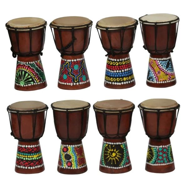Djembe africano Drum de percusión de 4 pulgadas para la venta de madera Jambe/ Doumbek Drummer con patrón