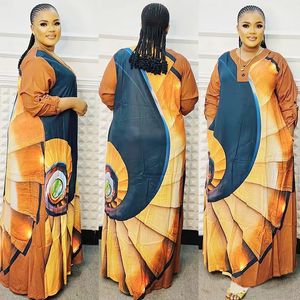 Vestido africano para mujeres vestidos de estampado de África ropa casual de túnica larga talla gratis 240319