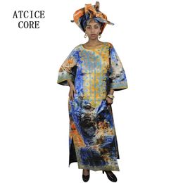 Vestidos africanos para mujer africano bazin riche diseño bordado vestido largo con bufanda A064 #214R