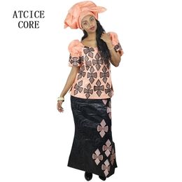 vestidos africanos para mujer bazin brode diseño vestido tres piezas un conjunto DP913 210408