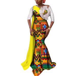 Afrikanische Kleider für Frauen Bazin Riche Afrikanische Kleidung Frauen Garn Blume Lange Abendkleider Dashiki Afrikanische Kleidung WY3617