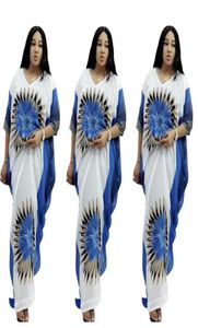 Vestidos africanos para mujeres Dashiki V Neck Batwing Sleeve Lady Clothing Long Africa Vestido mujer ropa Vestido de Mujer3792412