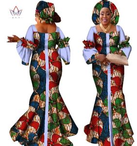 Afrikaanse jurken voor vrouwen Modeontwerp Nieuwe Afrikaanse Bazin Fashion Design Dress Long Jurk met sjaal Afrikaanse kleding WY23473637200