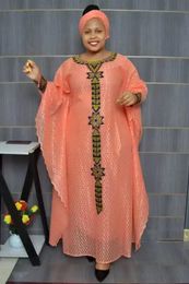Afrikaanse Jurken voor Vrouwen Moslim Kant Boubou Dashiki Traditionele Afrika Kleding Ankara Outfits Avondjurk Met Headtie 240109
