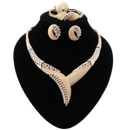 African Dubai Gold Farbe Schmuck Nigerianischen Kristall Halskette Ohrringe Frauen Italienischen Braut Schmuck Set Hochzeit Accessories5062997