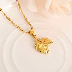 Dubaii India Arabische Mode Ketting Oorbel Set Vrouwen Party Gift Fijne Solid Gold Finish Leaf Necklace Oorbellen Sieraden