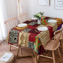 Afrikaanse etnische ornamenten Giraffe rechthoek tafelkleed keukentafel decor herbruikbare waterdichte tafelomslagen bruiloftdecoraties