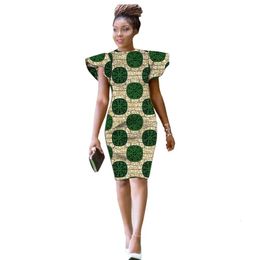 Africain Fashion Femmes Ankara Tenues Dashiki Print Robe Longueur du genou Médinonrie pour les dames 240329