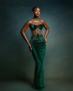 Robe De soirée en velours vert africain pour filles noires, tenue De soirée d'anniversaire à franges, style sirène, robes De bal, 2023