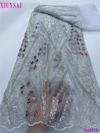Afrikaanse handgemaakte zware kralen tule kanten stoffen hoogwaardige Franse luxe bruidegom kanten stof voor bruids trouwjurk naai 240327
