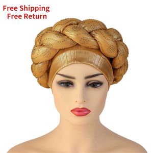 Sombrero africano Patrón Headwrap Sombreros para mujeres Pre-atado Africain Designer Bonnets Turban Knot Beanie Africaine Turbante Africano 211228