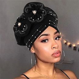 African Headie Women Head Wraps Pre-Tied Diamond Hair Bonnet Headwraps Nigeriaanse Auto Gele vrouwelijke Afrikaanse bloemenstedebureau