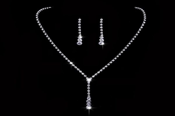 Ensemble de bijoux africains cristal Tennis goutte collier ensemble nouveau strass collier boucles d'oreilles mariée demoiselle d'honneur bijoux de mariage sets8359145