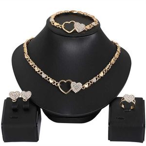 Ensemble de bijoux africains pour femmes, collier en forme de cœur, ensembles de bijoux de mariage, boucles d'oreilles, collier xoxo, bracelets, cadeaux 2106192500