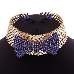 Ensemble de bijoux africain collier de collier en cristal de couleur gold
