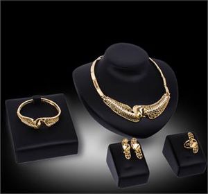 Afrikaanse sieraden sets 18 k vergulde kristallen ketting oorbel armband ring bruid bruiloft sieraden set