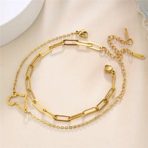 Afrikaanse kaart armbanden bij de hand 14k geel goud kleur damesarmband culturele etnische sieraden vriend cadeau 2024 trend