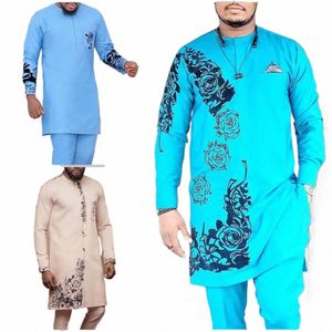 Ropa de hombre africano Conjuntos de pantalones de lujo para Dr. Trajes elegantes completos Ropa para hombres O-cuello Nuevo traje de marca de 2 piezas Abaya Diki k8nV #