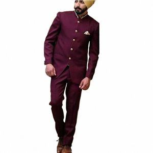 Costumes africains pour hommes Blazer Burdy Costume Homme Simple boutonnage Stand Revers Formel Soirée Vêtements 2 Pièces Veste Pantalon 22BL #