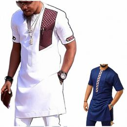 Costume traditionnel africain pour hommes, tenue formelle Diki, costume de mariage élégant pour hommes, 2 pièces, marque de luxe, vêtements pour hommes, ensemble pantalon Abaya, T2MX #