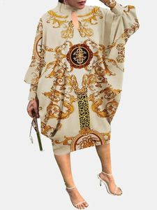 African musulman plus taille imprime robe longue robe pour femmes vestidos mujer immeuble jupe batwing manche lâche s-5xl 240415
