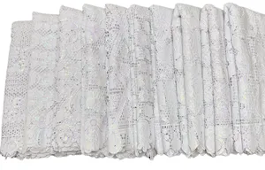 YQ-2106 Tissu en fibre de lait dentelle de qualité supérieure blanc 5 mètres femmes couture quotidienne 2023 cordon dentelle cordon broderie durable nouveau design Afrique oeillet polyester