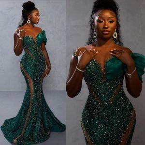 African Nigeria Plus size prom -jurken voor zwarte vrouwen illusie pure nek zeemeermin korte mouwen lovertjes kant avondjurken formele jurk voor verjaardag meiden am440