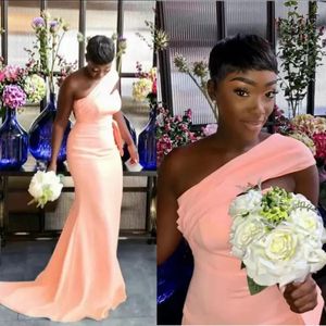 Afrikaanse Nigeriaanse nieuwste één schouder zeemeermin bruidsmeisje jurken 2023 plooien tuinland bruiloft gastenfeestjurken maif of honor dres 230l