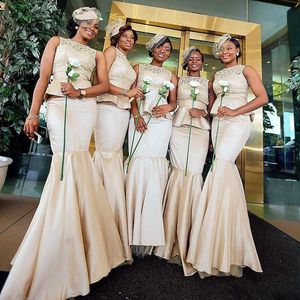 Afrikaanse Nigeriaanse lange bruidsmeisje jurken champagne zeemeermin kant bruidsmeisjes jurken bella nijeja bruiloft jurken feestjurk op maat gemaakt