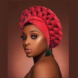 Afrikaanse patroon Headwrap Pre-Tied Bonnet Turban Knot Muts Cap Hoed Auto Gele Indische Robe Africaine Femme 211119