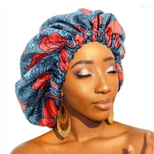 Motif africain imprimé Bonnet femmes jour nuit bonnet de sommeil Double couche Satin Turban Extra Large tête porter dames Wrap Hat1 Eger22