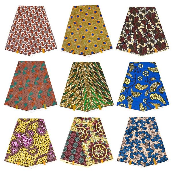 Tela de poliéster con estampado africano, tejido de cera Real de estilo clásico para vestido de fiesta, Material de costura por yarda, retales DIY FP6518