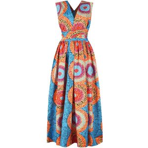 Afrikaanse print vrouw jurk dashiki lang meerdere manieren om gewaad Casual vrouwen jurken etnische stijl vintage hoge taille kleding 210524 te dragen