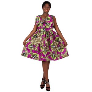 Vestido de mujer estampado africano Cotton Cottle Vestida corta de moda Wy174