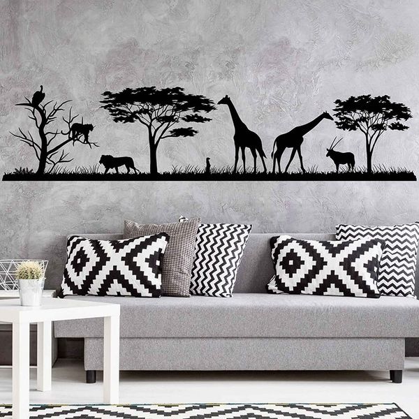 African Safari Wall Decal Jungle Vinyl Stickers Stickers Home Decor Animal Wall Vinyl Decal Nursery Decor Room Décoration 3117 210308