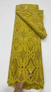 Afrikaanse Pailletten Kant Stof Mooie Geborduurde Glitter Textiel Pure Kleur Naaimateriaal 5 Yards voor Feestjurk3464946