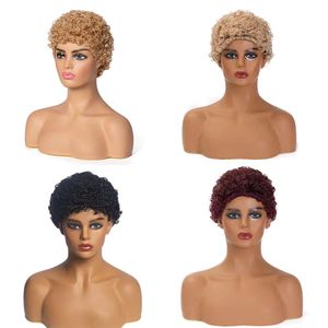 Perruques courtes africaines avec petits cheveux bouclés perruque Afro femmes Rose Net