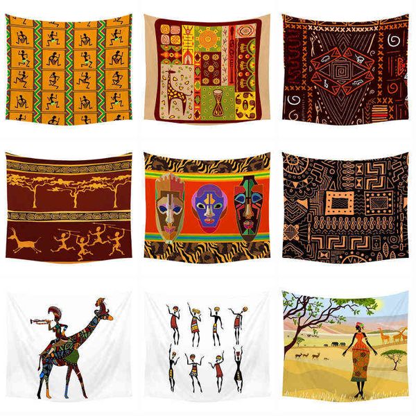 Alfombra de estilo africano, decoración de retrato, tapices, alfombras colgantes de pared bohemias, tamaño personalizado, Tapiz, decoración de Pared, manta J220804