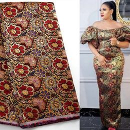 African TuLle Fabrics 5 yards Satijnen print hoogwaardige Afrikaanse brokaat kant Nigeriaanse brokaat voor het naaien van vrouwen jurk F2438 240420