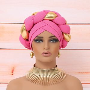 Africain Turban Cap Coiffe de coiffure pour femmes accessoires de cheveux plissés arabe enveloppé de hijab musulman grosse