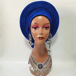 Chapeau turban africain déjà fabriqué en gele automatique Headtie Musulmane africain Headtie Headwrap avec collier Oreille pour la fête XM222-1 240410