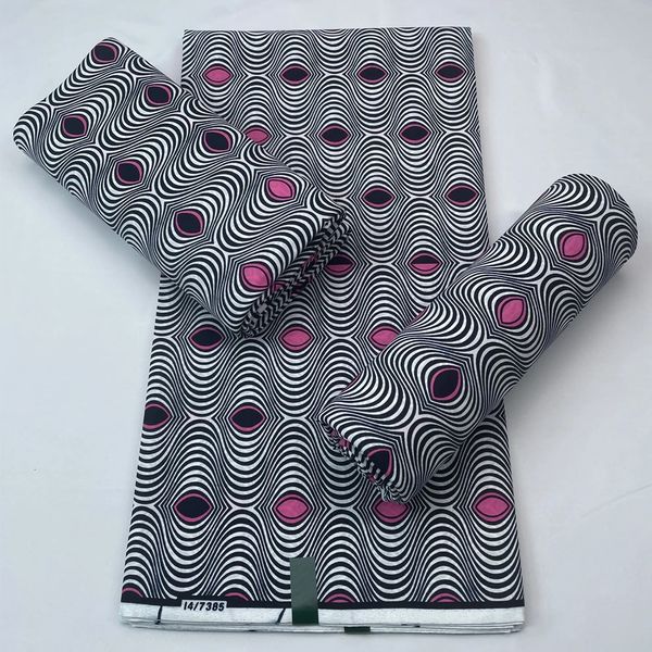Tissu de cire africaine 6yards véritable cire nigérian Ankara bloc imprime Batik tissu néerlandais Pagne 100% coton pour la couture VL-105 240309